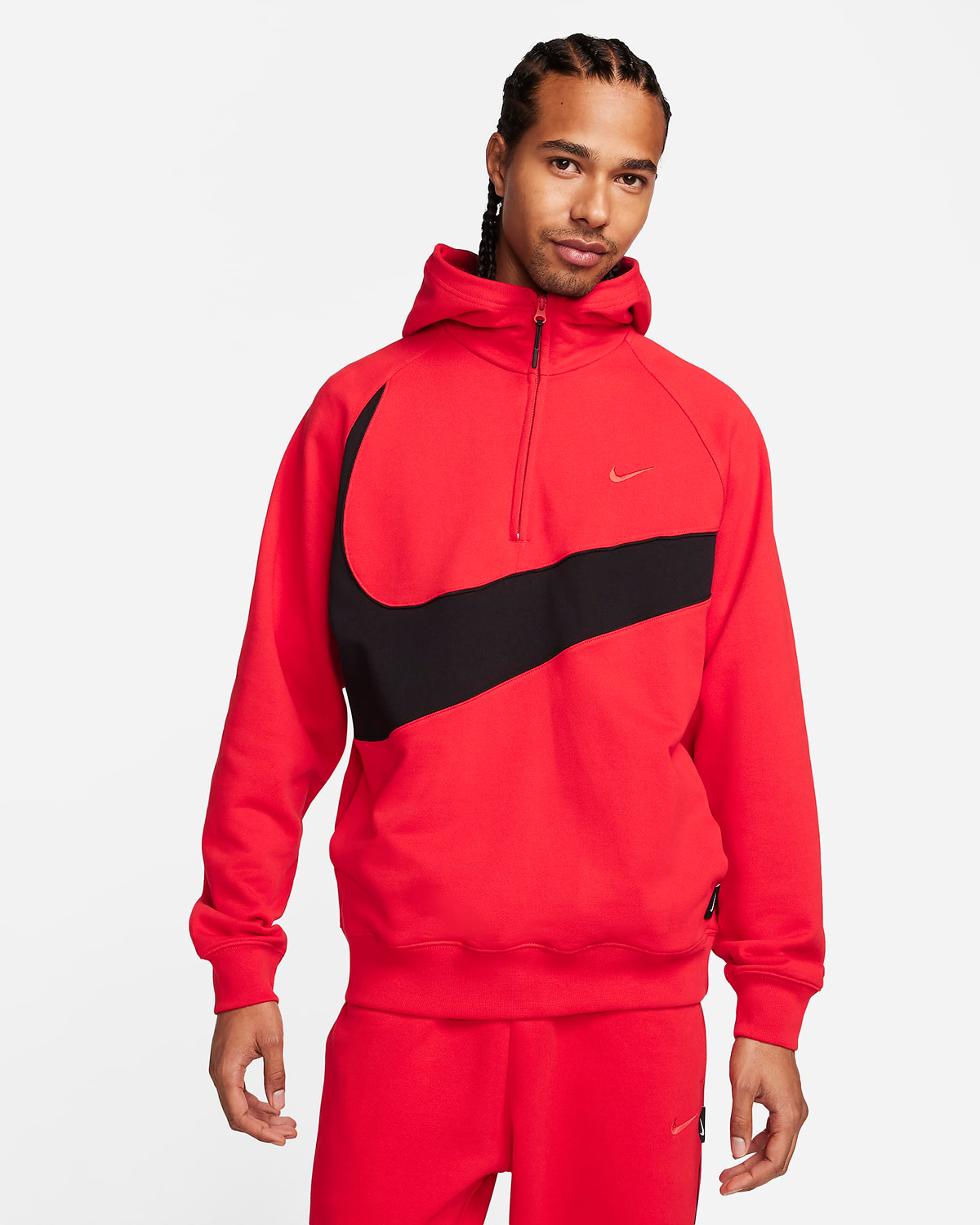Nike Swoosh Half Zip Hoodie University Red Black
