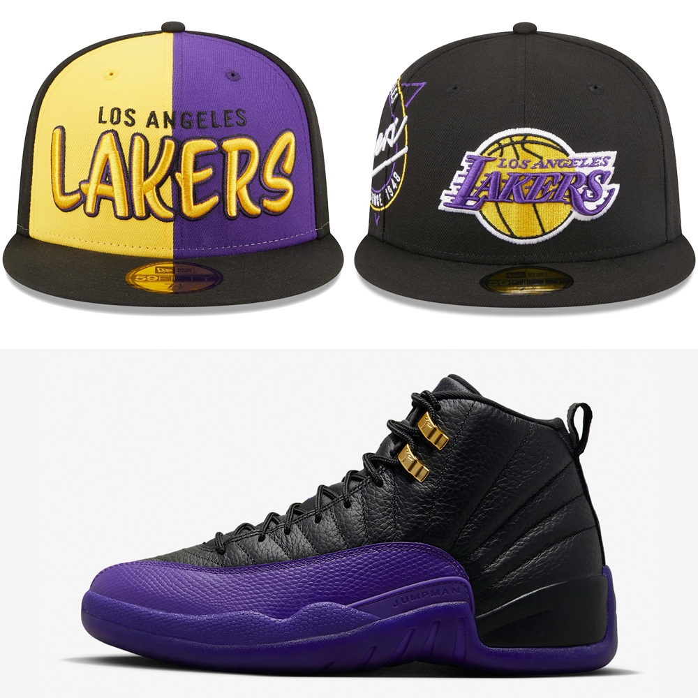 Air-Jordan-12-Field-Purple-Lakers-Hats