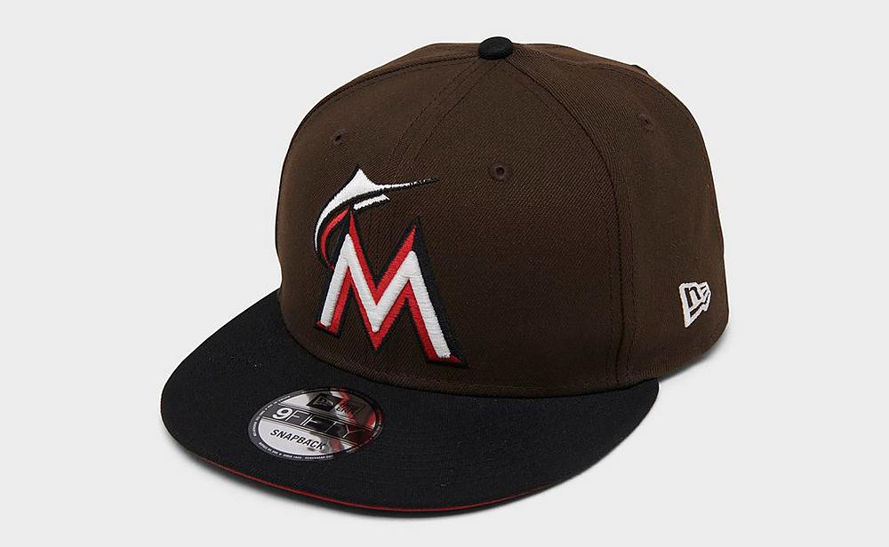 Miami-Marlins-New-Era-Snapback-Hat-Brown-Black-Red