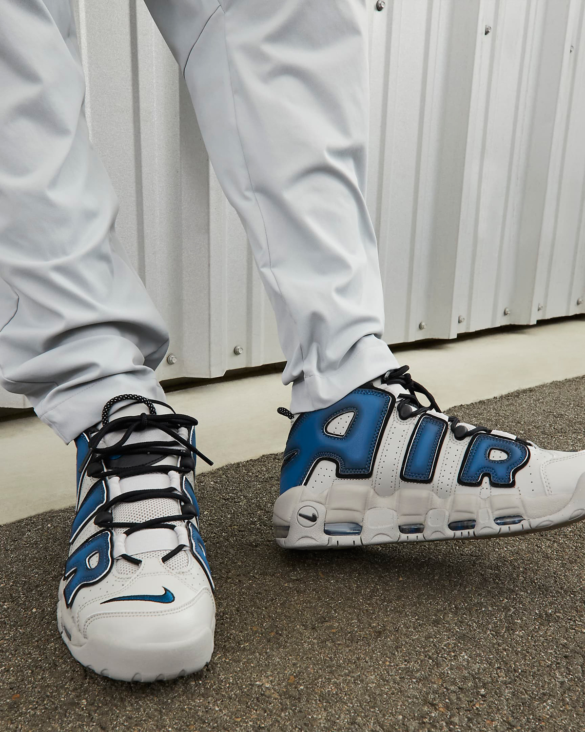 Nike Air More Uptempo 96 Industrial Blue On Feet