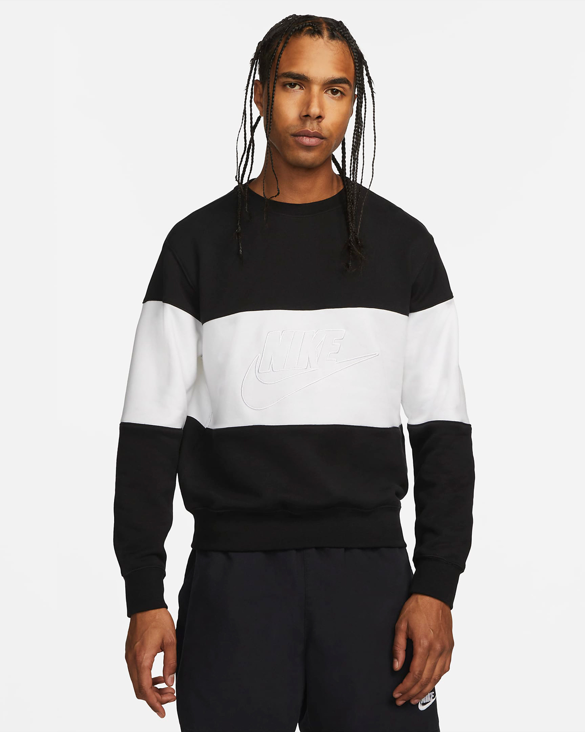 Nike-Club-Fleece-Color-Blocked-Sweatshirt-Black-White