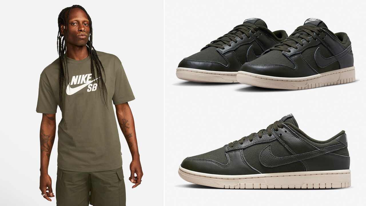 Nike-Dunk-Low-Premium-Sequoia-Shirt-Clothing-Outfit