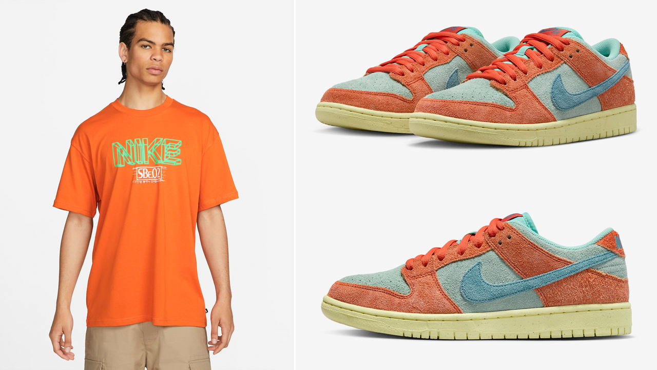 Nike-SB-Dunk-Low-Orange-Noise-Aqua-Shirt
