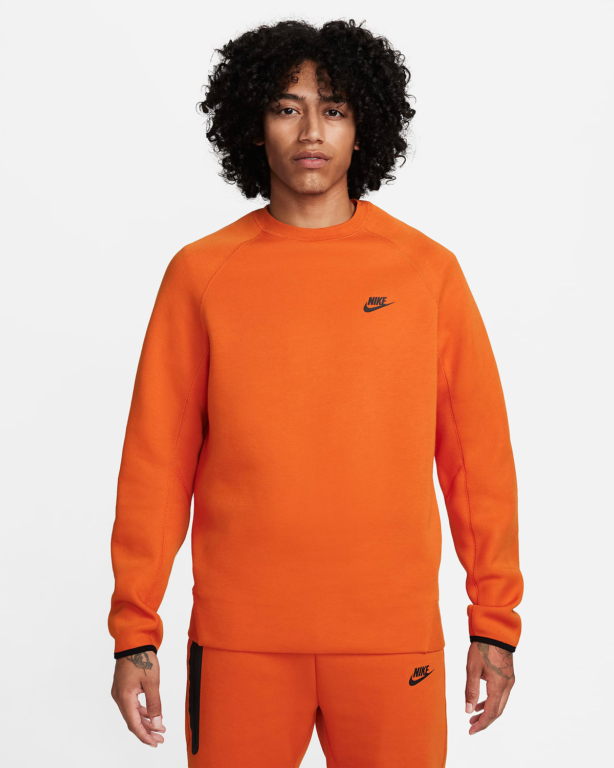 Nike-Tech-Fleece-Crew-Sweatshirt-Campfire-Orange-Black