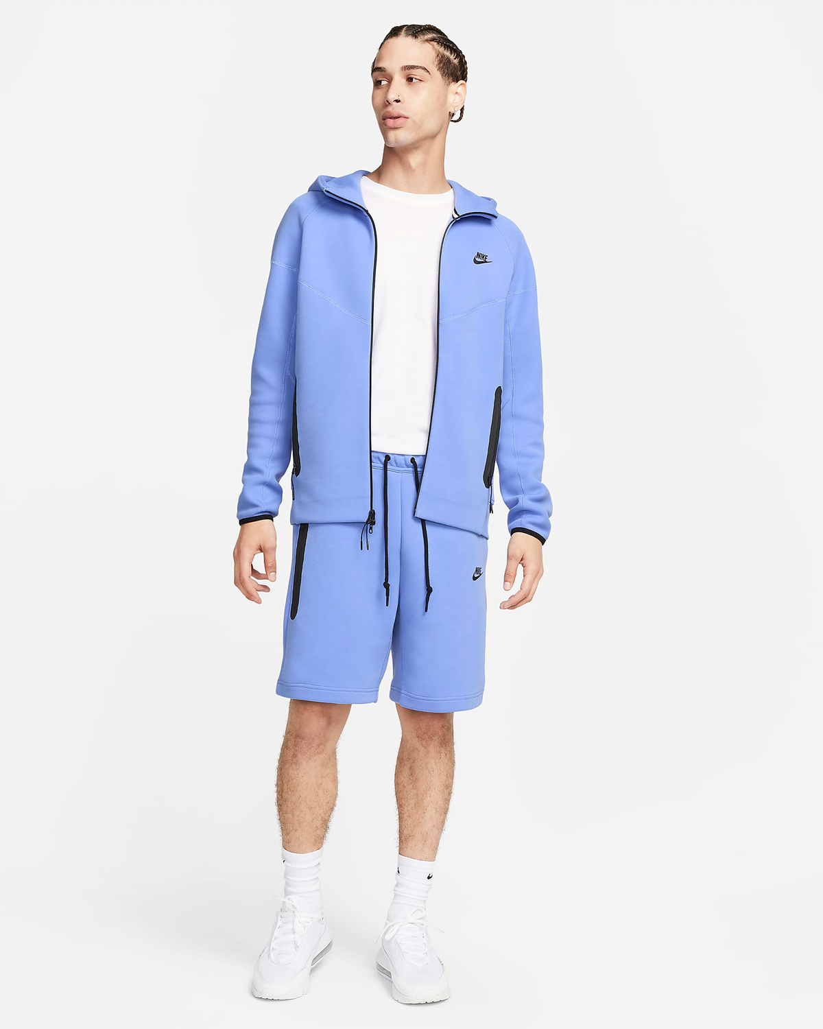 Nike-Tech-Fleece-Hoodie-Shorts-Polar-Blue-Black