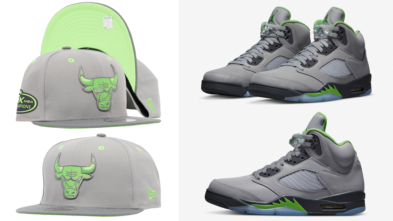 Air-Jordan-5-Green-Bean-New-Era-Bulls-Sneaker-Hook-Hat