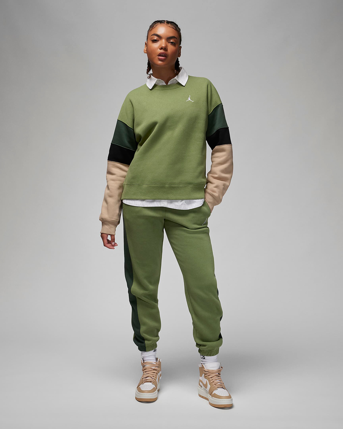 Jordan-Brooklyn-Fleece-Womens-Crewneck-Sweatshirt-Sky-J-Light-Olive-Desert-Outfit