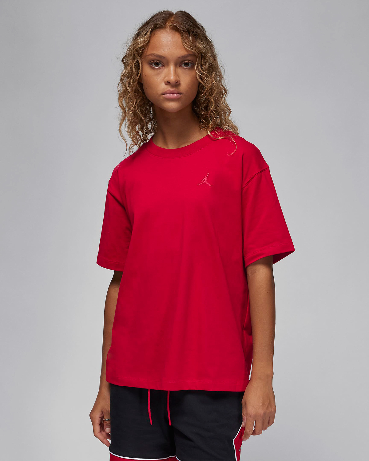 Jordan-Essentials-Womens-T-Shirt-Top-Gym-Red-1