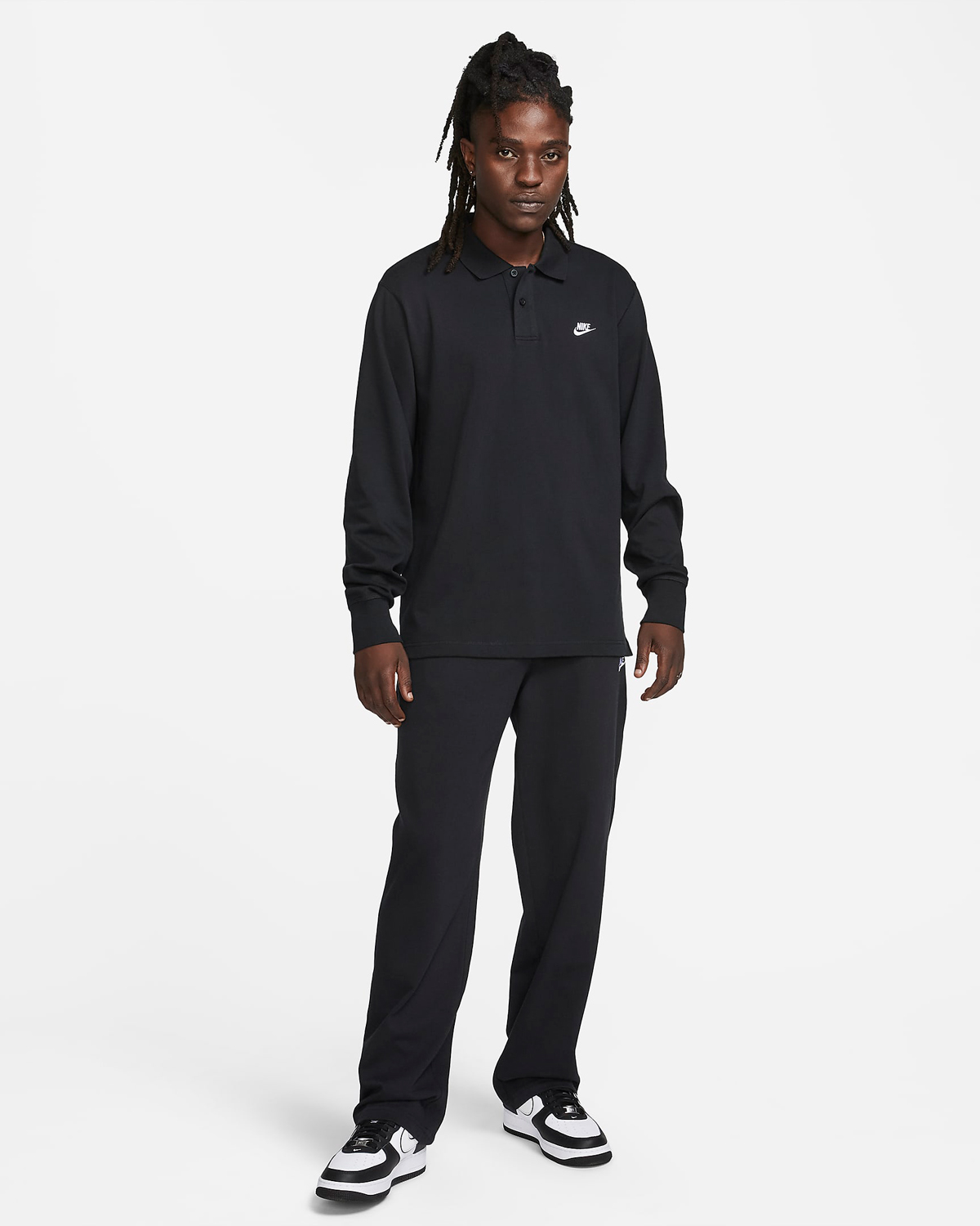 Nike-Club-Long-Sleeve-Polo-Shirt-Black-White-Outfit