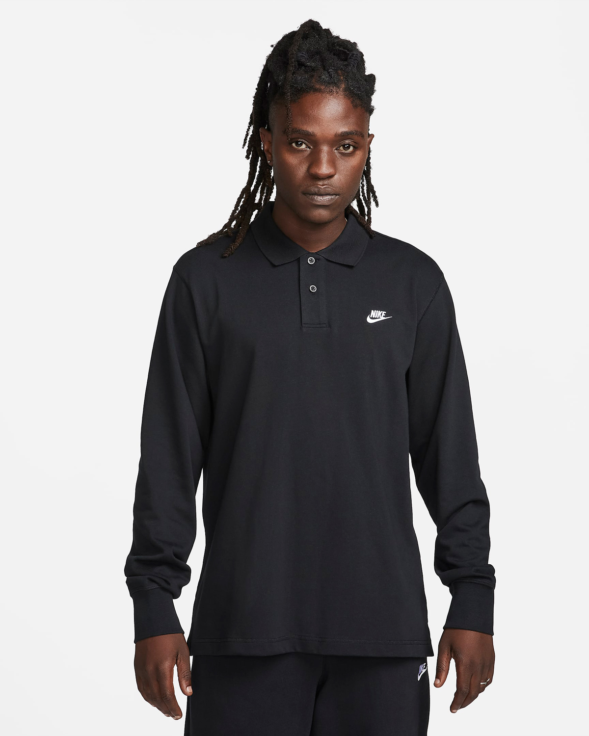 Nike-Club-Long-Sleeve-Polo-Shirt-Black-White