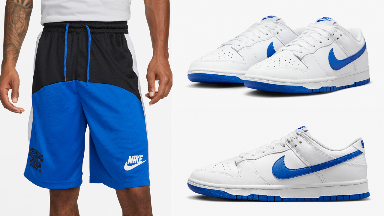 Nike-Dunk-Low-White-Hyper-Royal-Matching-Shorts
