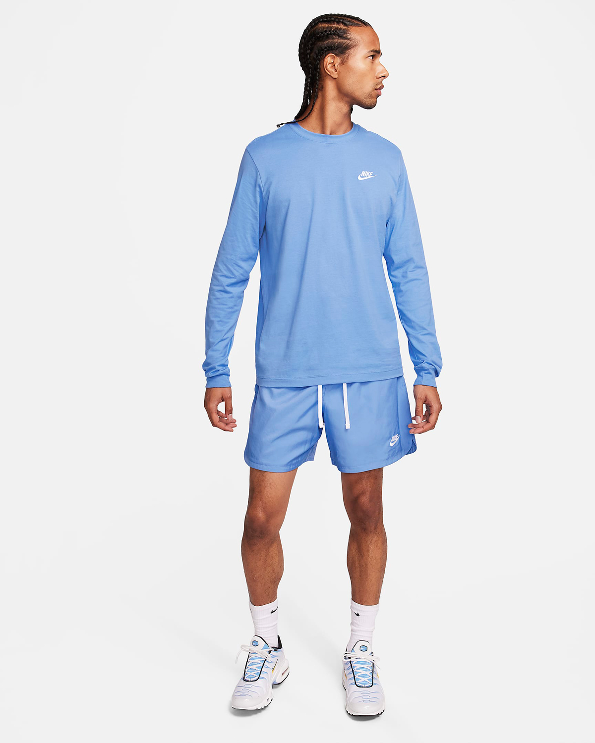 Nike Sportswear Club Long Sleeve T Shirt Polar Blue Outfit