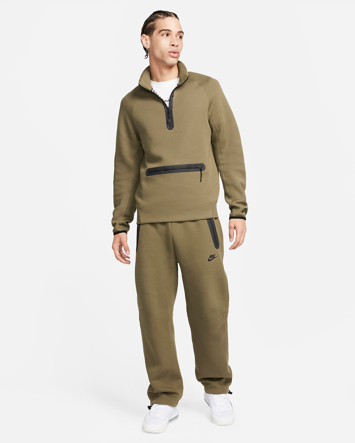 Nike-Tech-Fleece-Half-Zip-Sweatshirt-Medium-Olive-Outfit