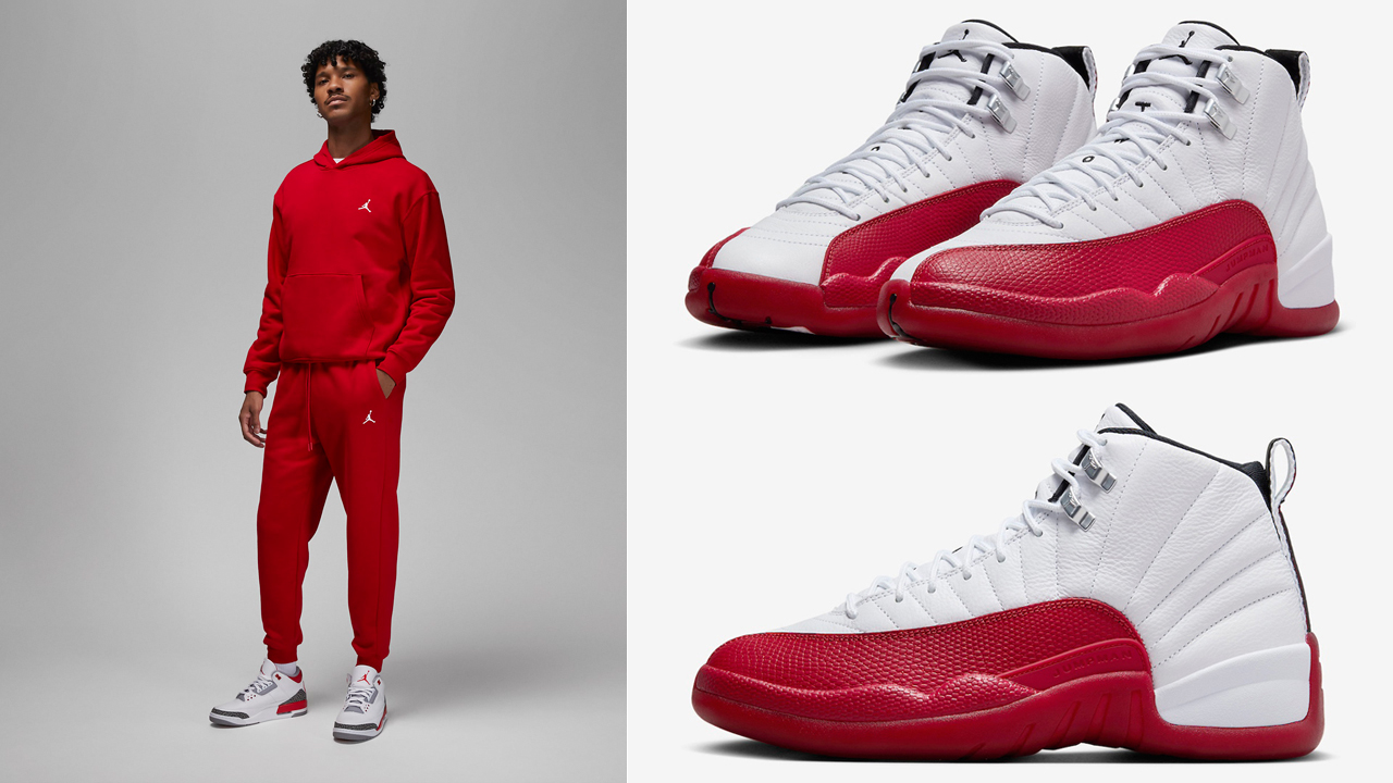 Air-Jordan-12-Cherry-2023-Hoodie-and-Pants-Matching-Outfit