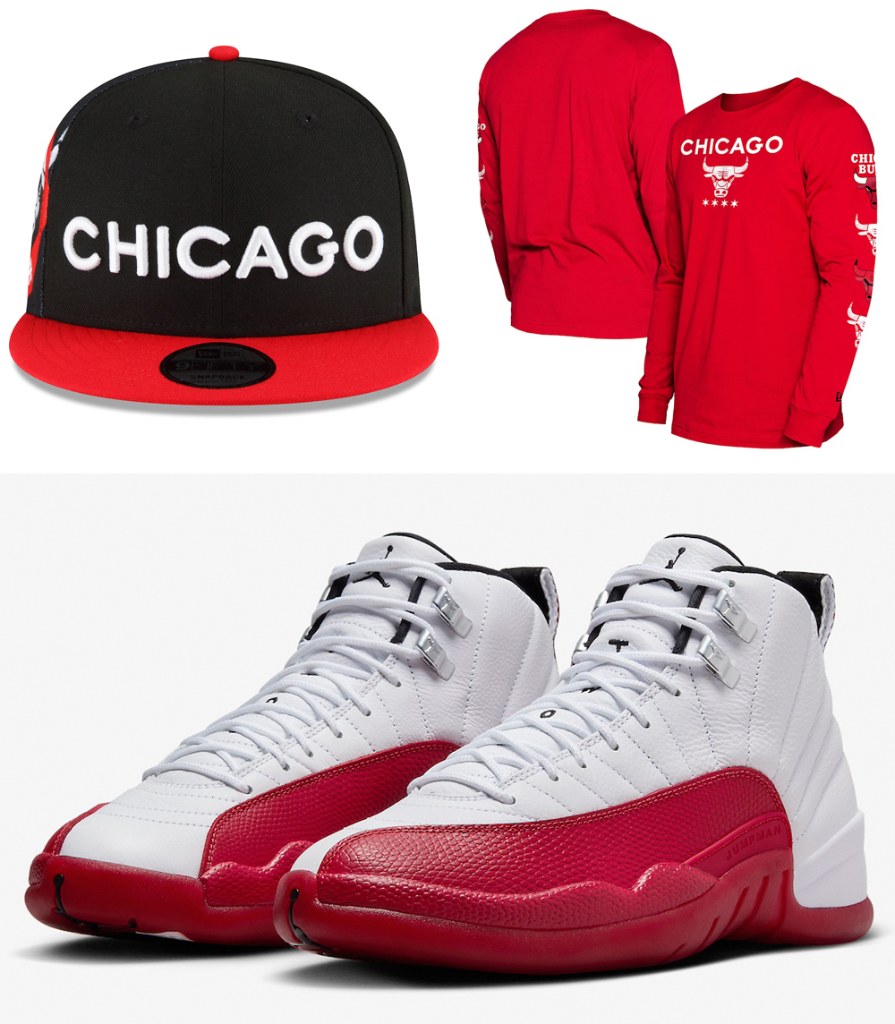 Air-Jordan-12-Cherry-Bulls-New-Era-Hats-Shirts-Clothing