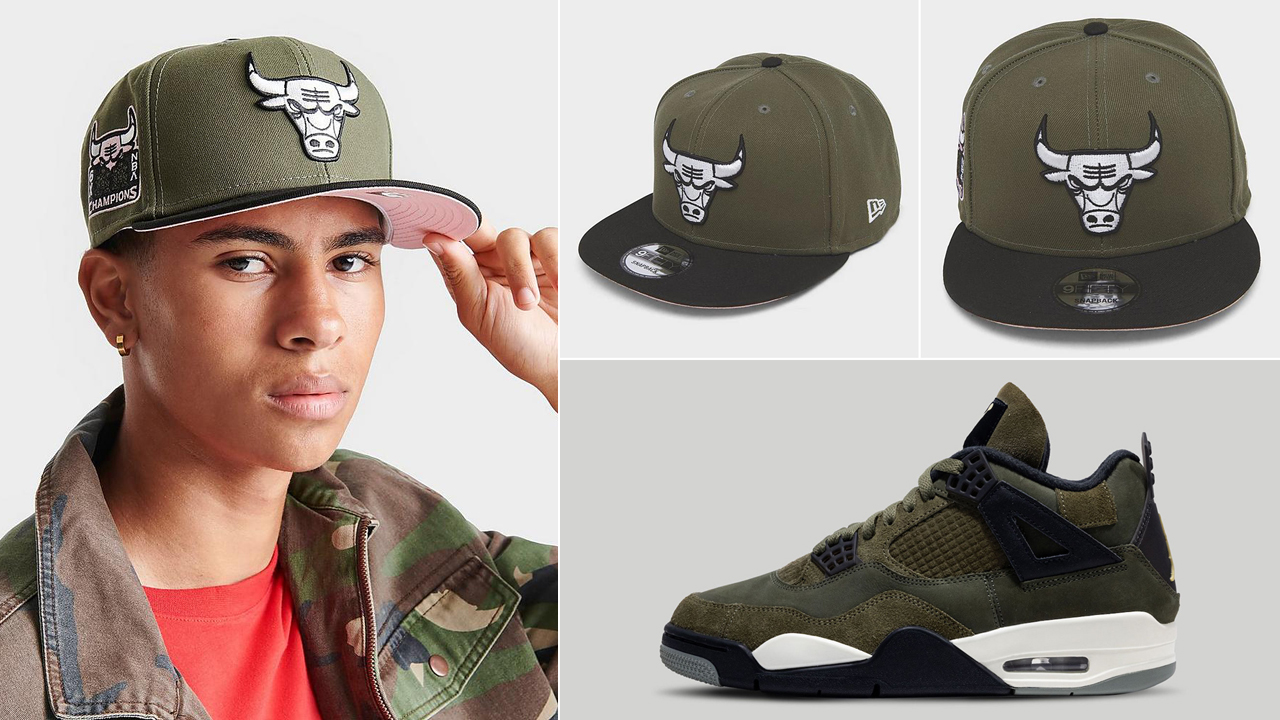 Air-Jordan-4-Craft-Medium-Olive-New-Era-Bulls-Hat
