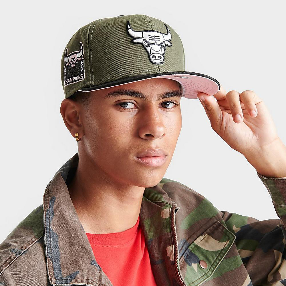 New-Era-Bulls-Olive-Green-Snapback-Hat