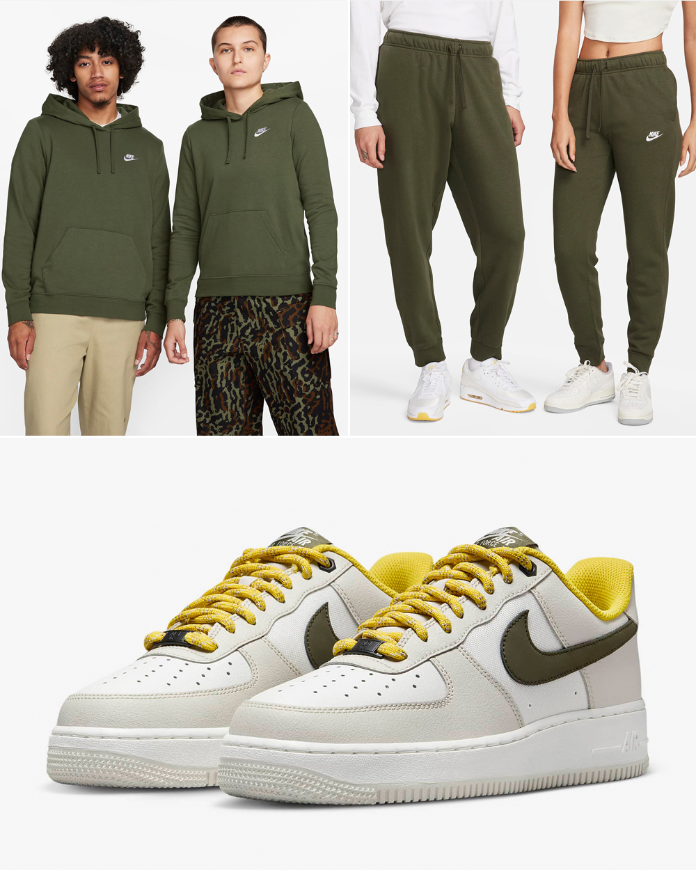 Nike Air Force 1 07 Low Light Bone Cargo Khaki Outfits 2