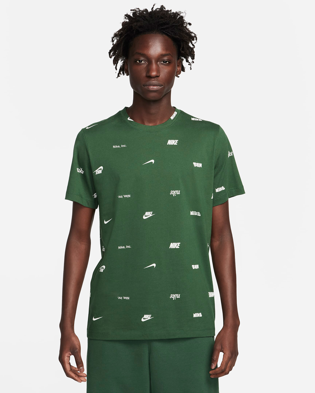 Nike-Club-Allover-Print-T-Shirt-Fir-Green