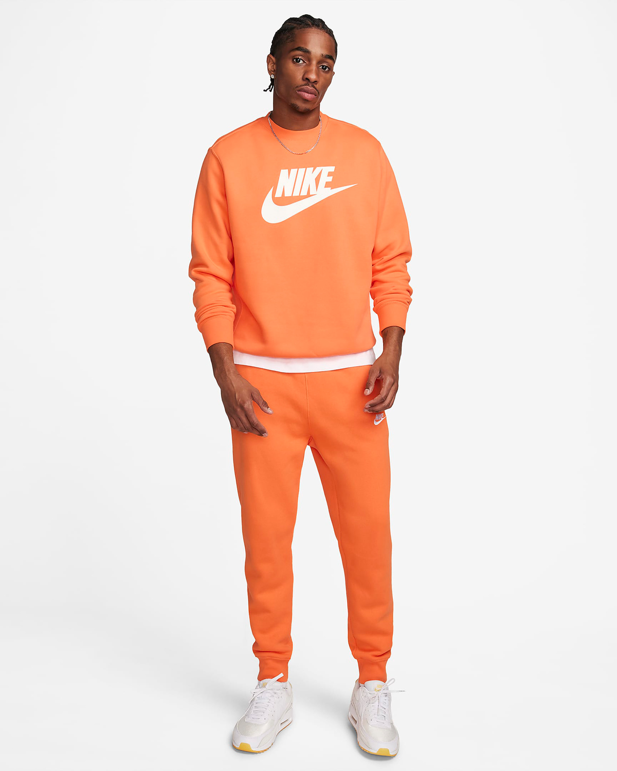 Nike-Club-Fleece-Graphic-Crew-Sweatshirt-Bright-Mandarin-Outfit