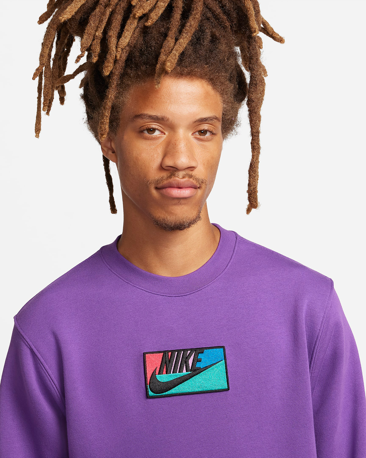 Nike-Club-Fleece-Patch-Crew-Sweatshirt-Purple-Cosmos-2