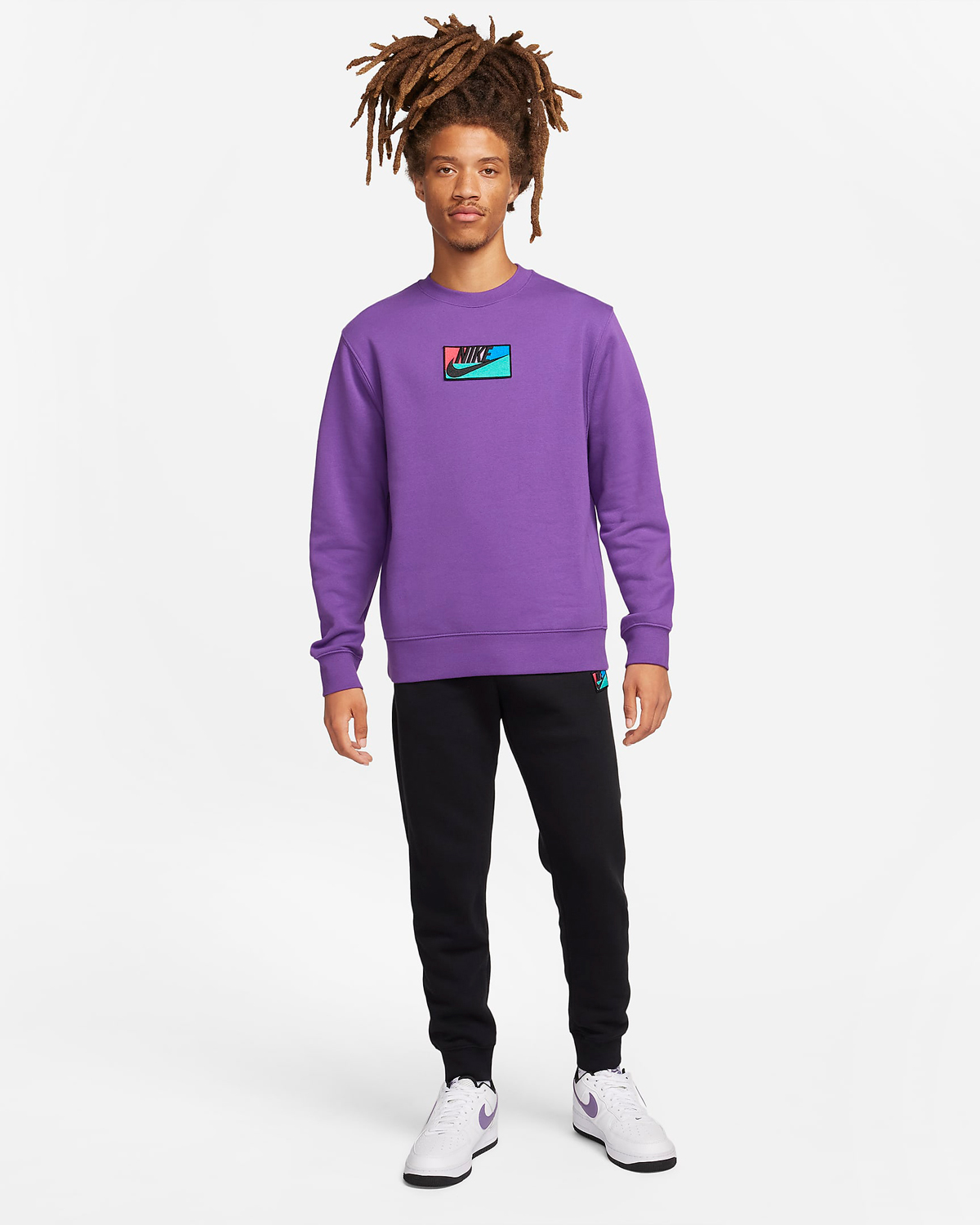 Nike-Club-Fleece-Patch-Crew-Sweatshirt-Purple-Cosmos