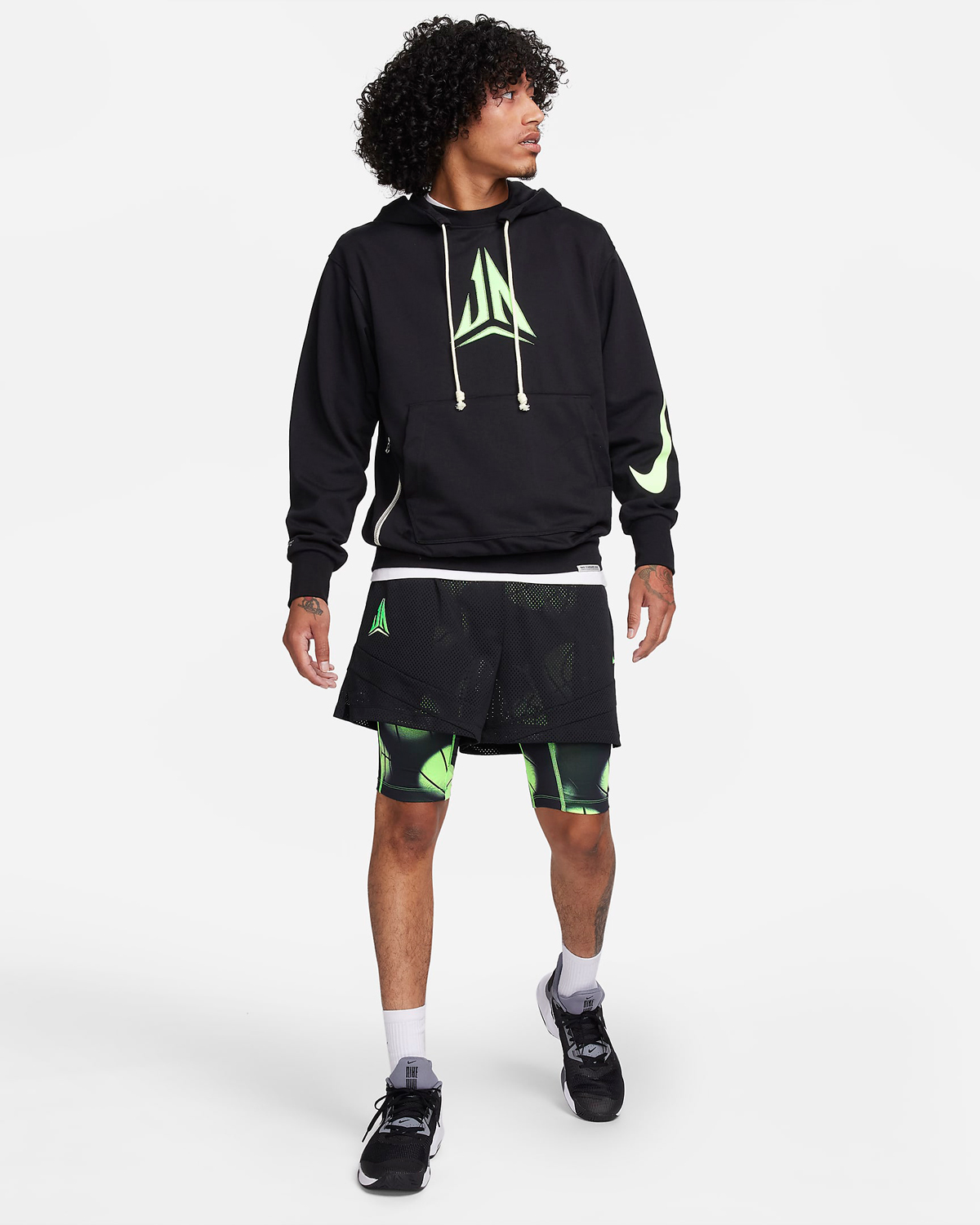 Nike-Ja-1-Zombie-Halloween-Hoodie-Shorts-Black-Lime
