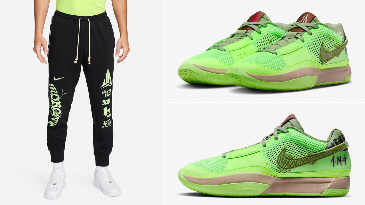 Nike Ja 1 Zombie Halloween Pants Black Lime