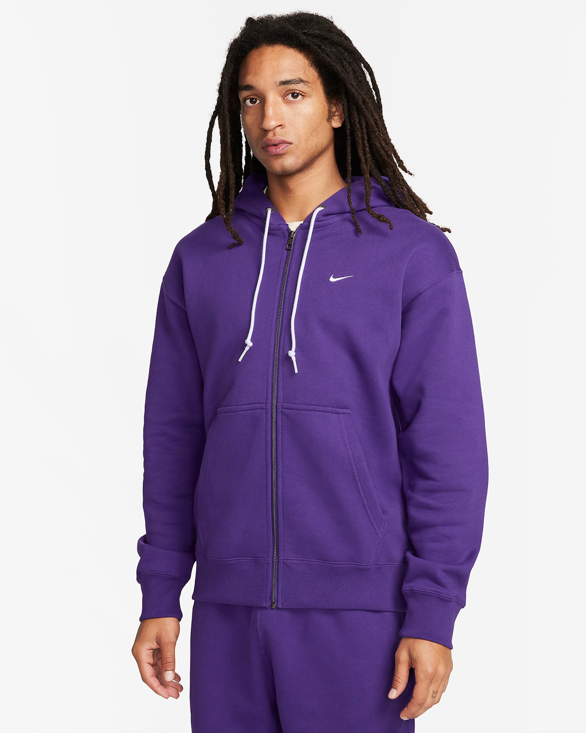 Nike Solo Swoosh Fleece Full Zip Hoodie Field Purple