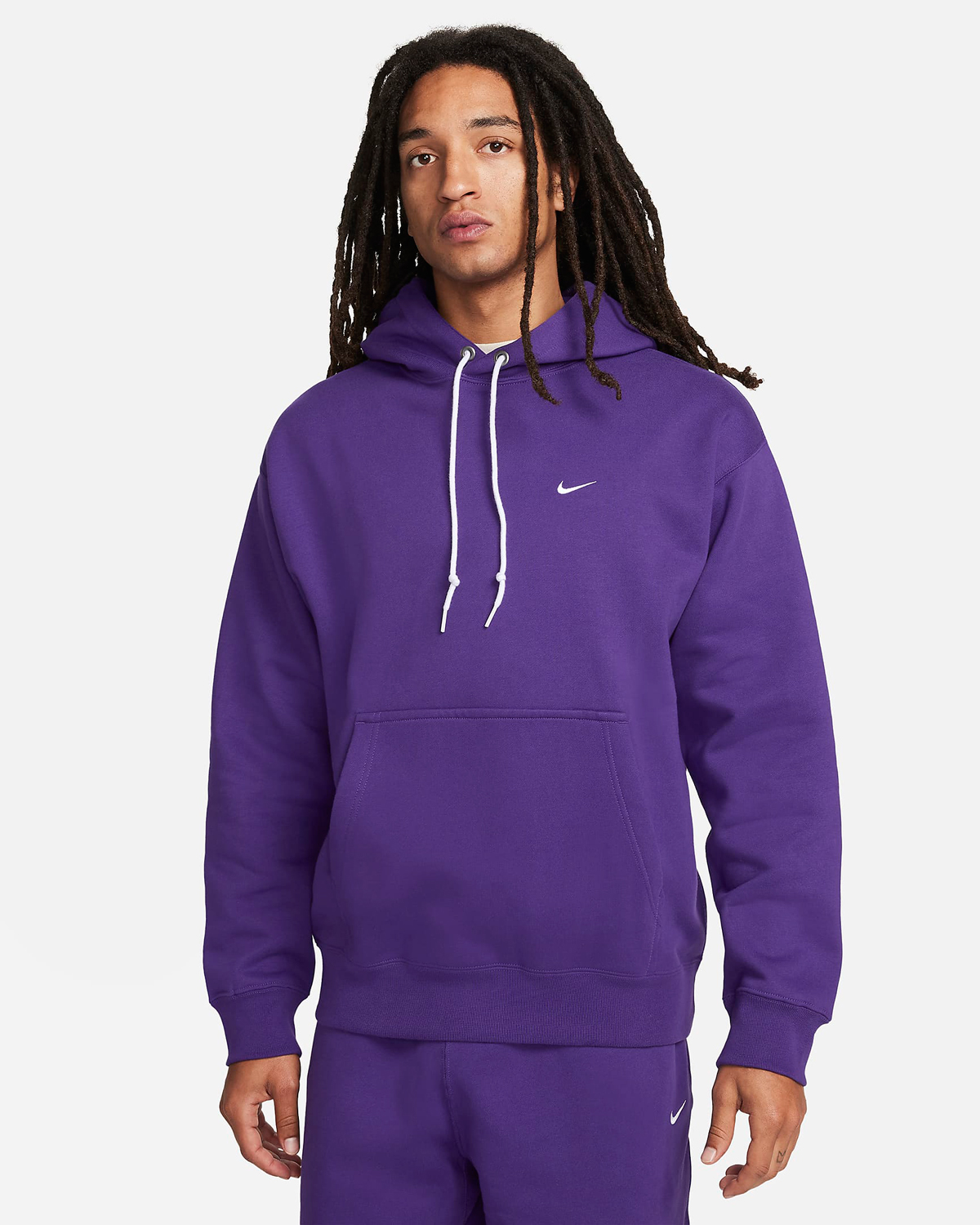 Nike Solo Swoosh Fleece Pullover Hoodie Field Purple