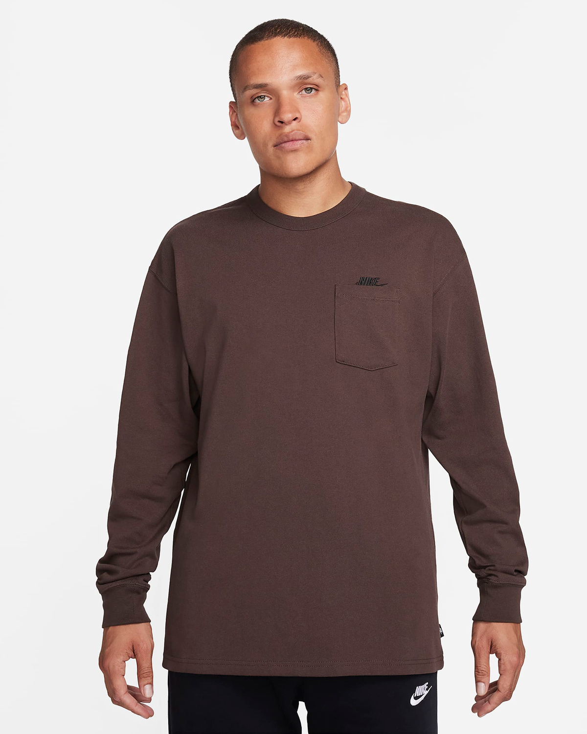 Nike Sportswear Premium Long Sleeve Pocket T Shirt Baroque Brown