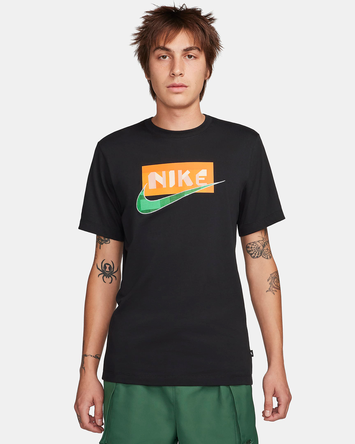 Nike Sportswear T Shirt Black Orange Green 1