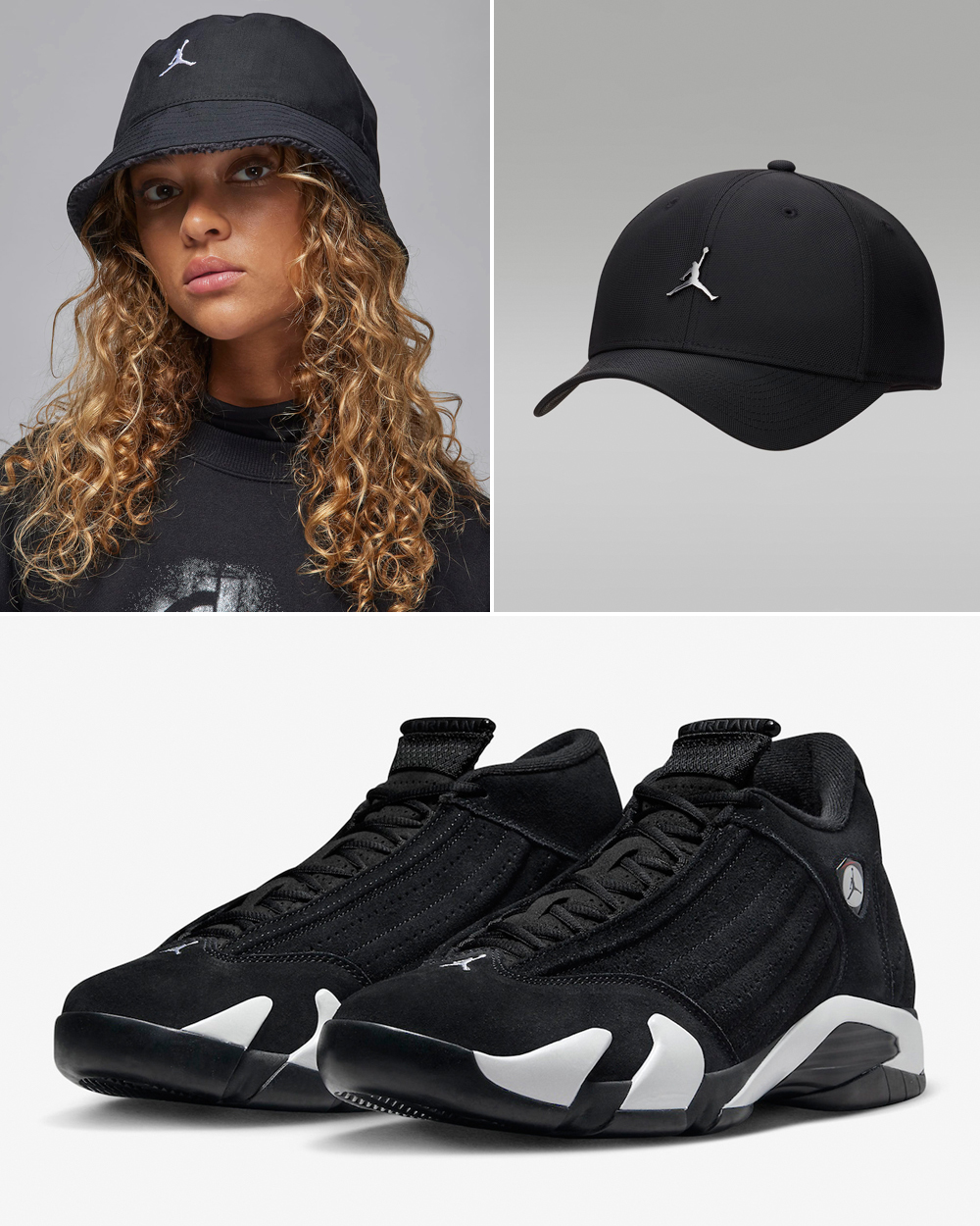 Air-Jordan-14-Black-White-Hats