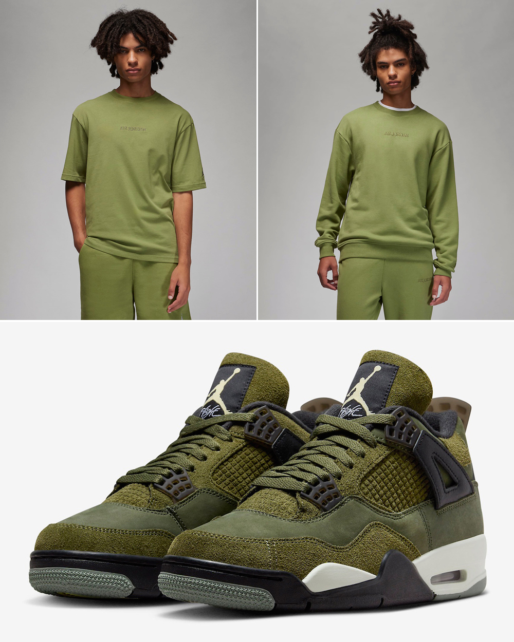 Air-Jordan-4-Craft-Olive-Matching-Shirts