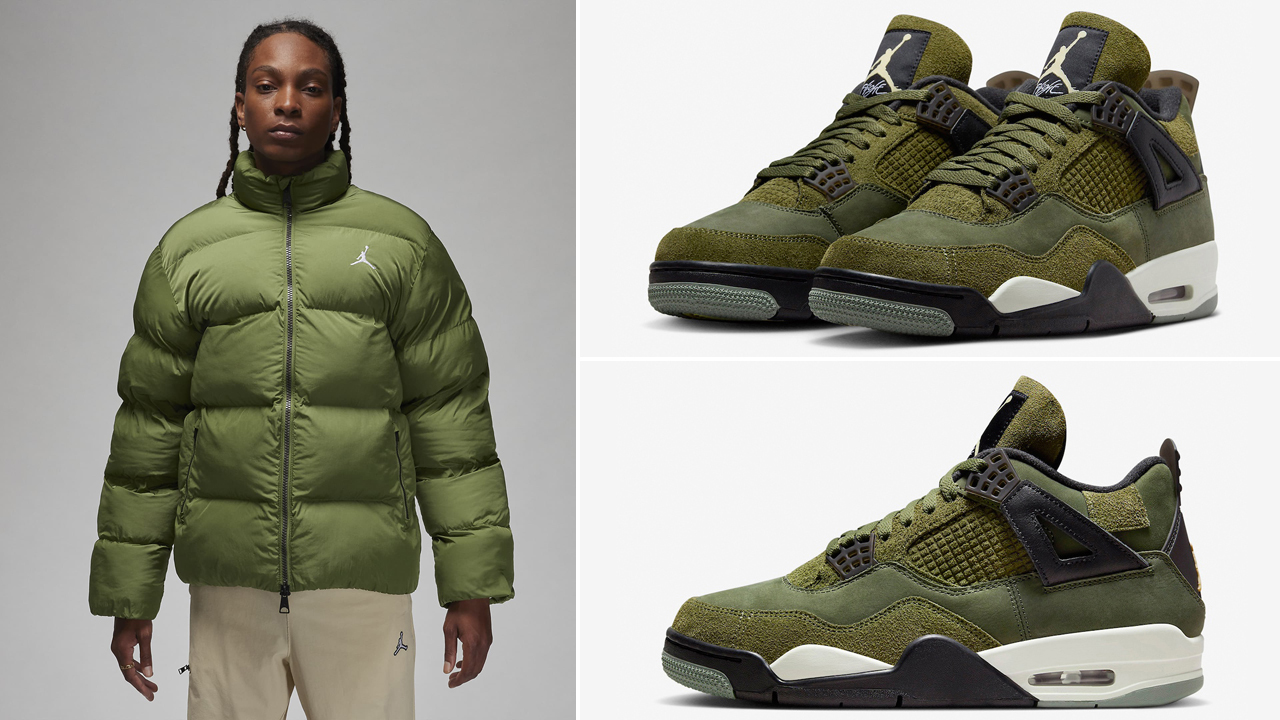 Air-Jordan-4-Craft-Olive-Puffer-Jacket-Sneaker-Match-Outfit