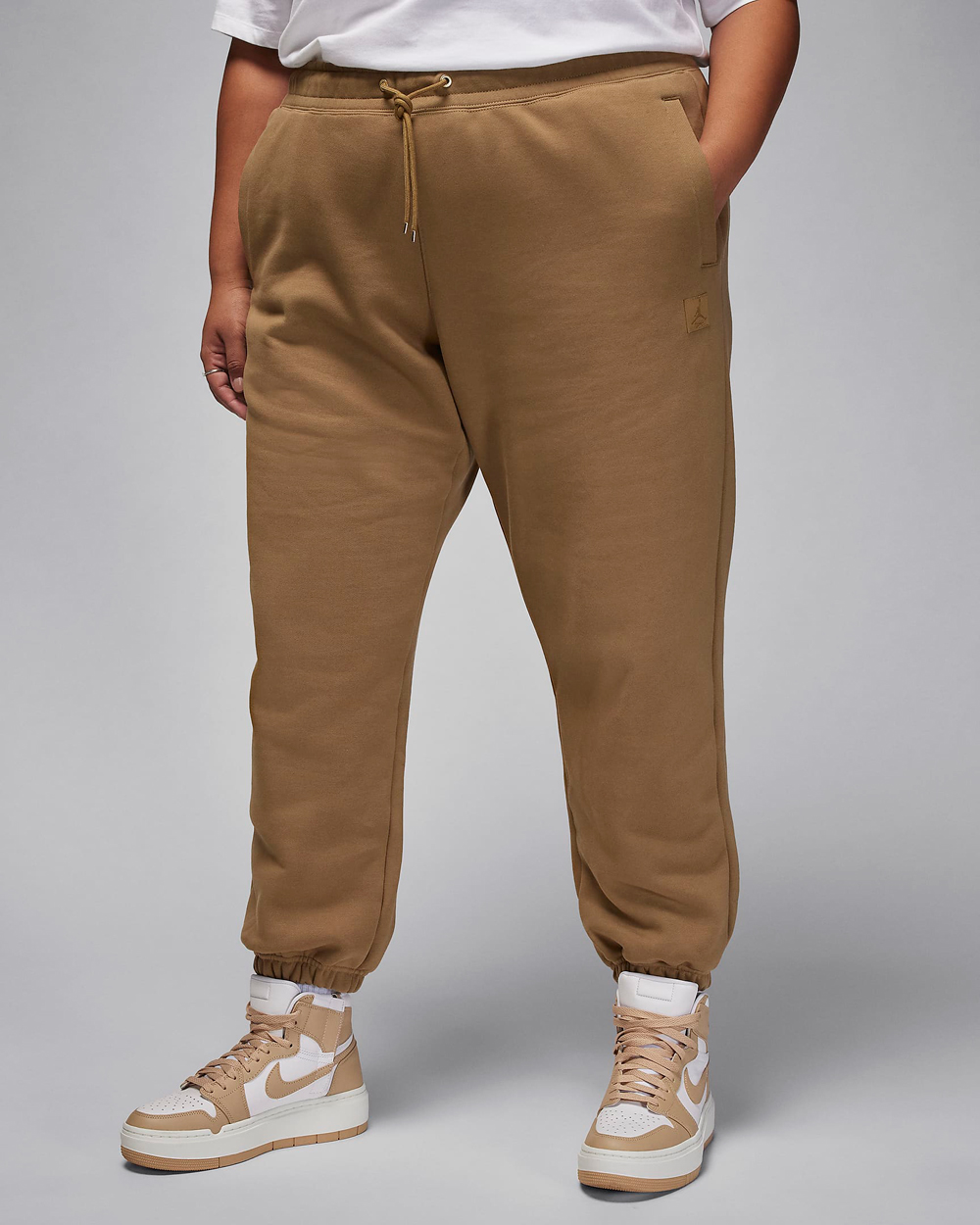 Jordan-Flight-Fleece-Womens-Plus-Size-Pants-Brown-Kelp