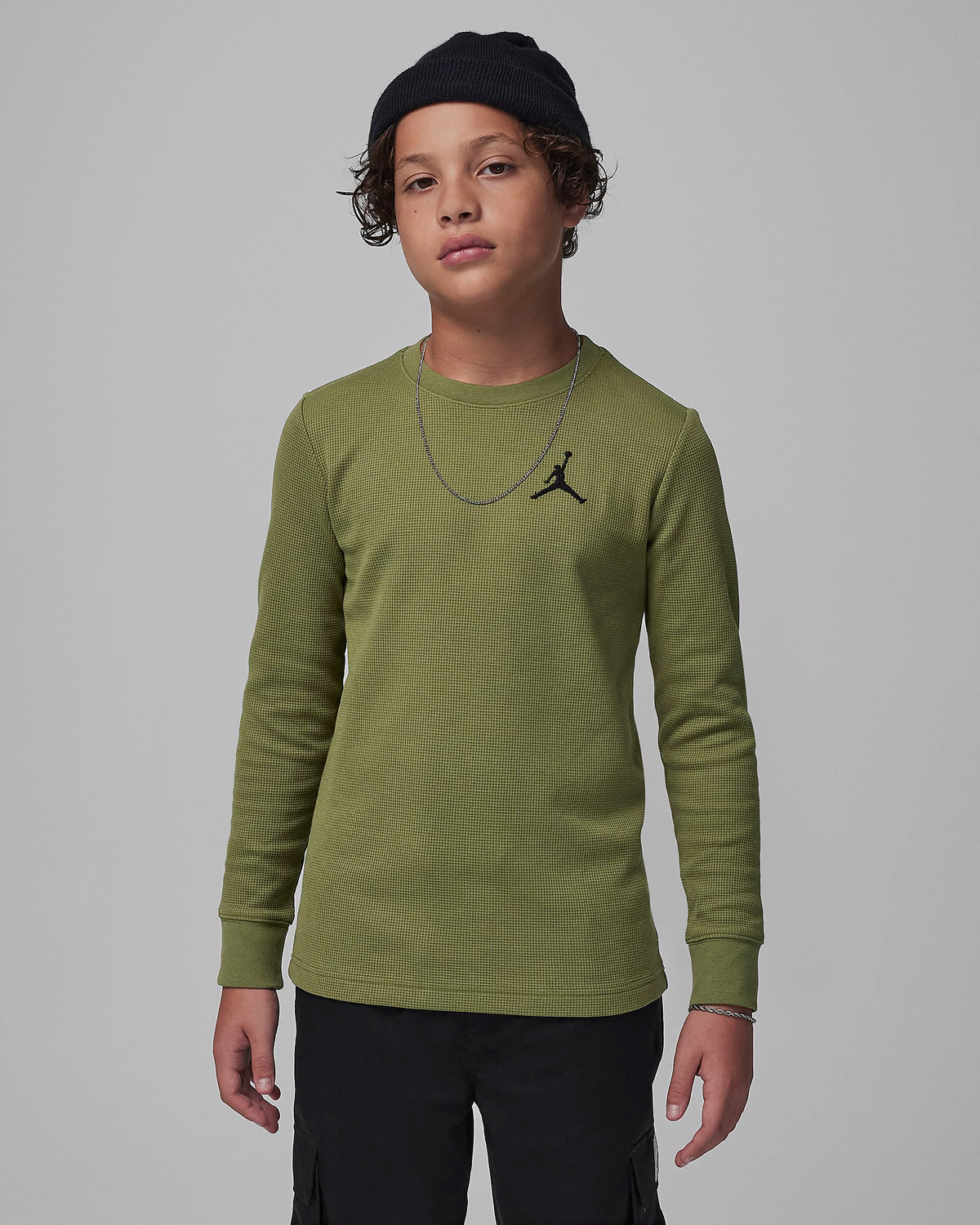 Jordan-Grade-School-Big-Kids-Essentials-Waffle-Shirt-Olive