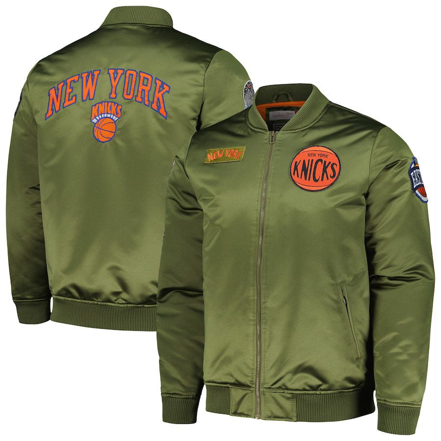 New-York-Knicks-Mitchell-Ness-Olive-Satin-Jacket