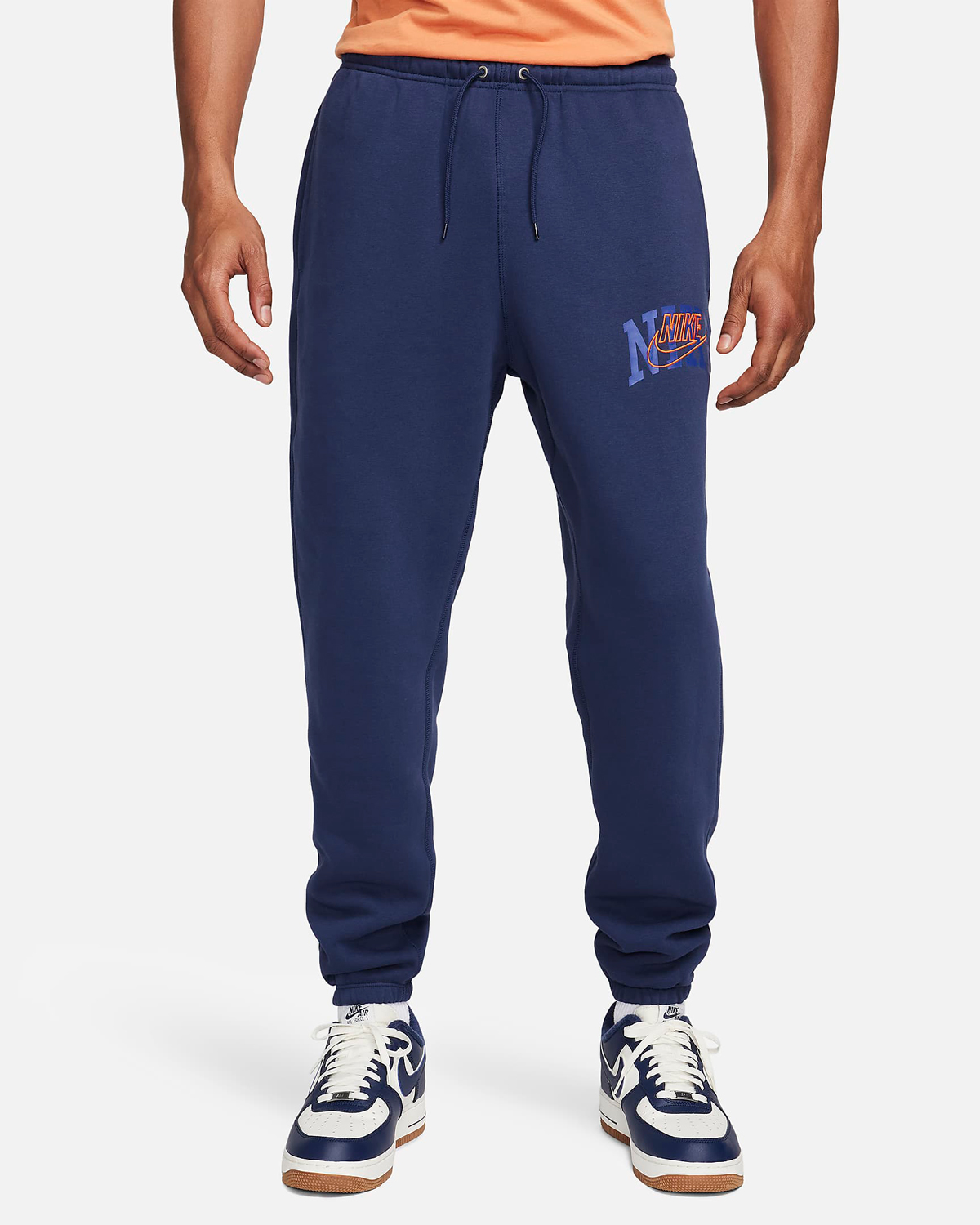 Nike Club Fleece Pants Midnight Navy Safety Orange