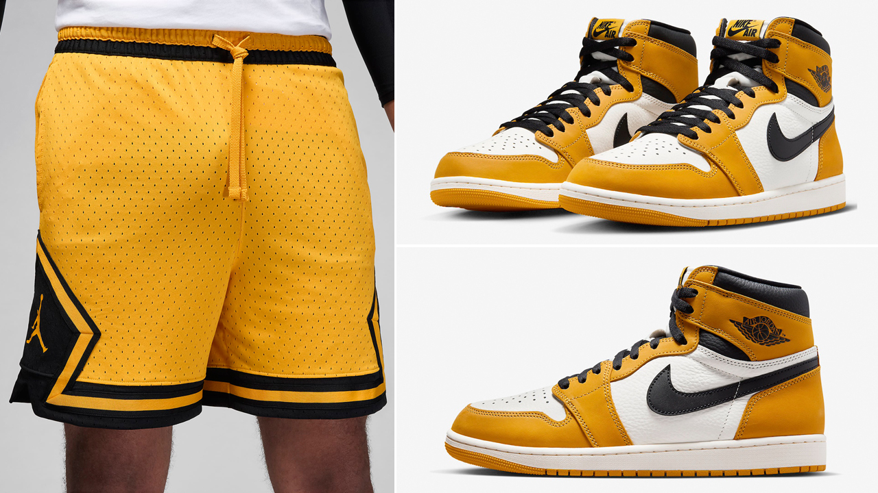 Air-Jordan-1-High-Yellow-Ochre-Shorts