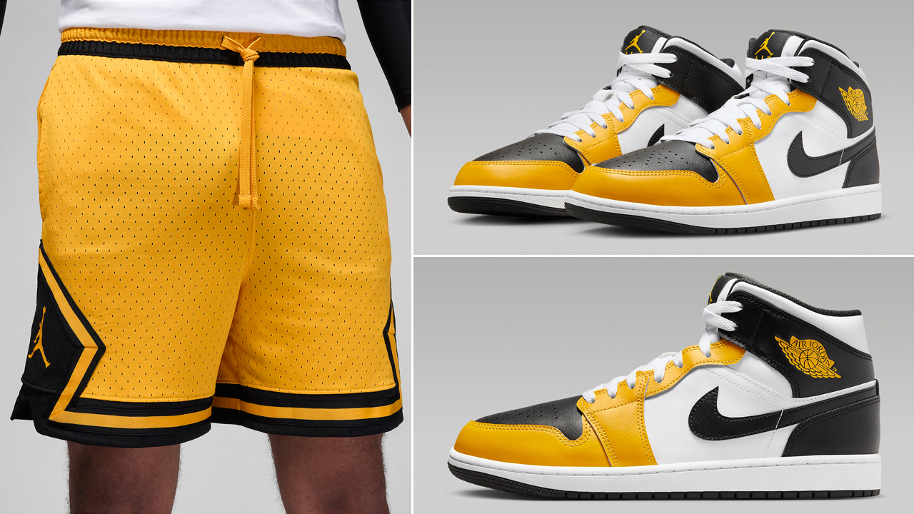 Air-Jordan-1-Mid-Yellow-Ochre-Shorts-Outfit