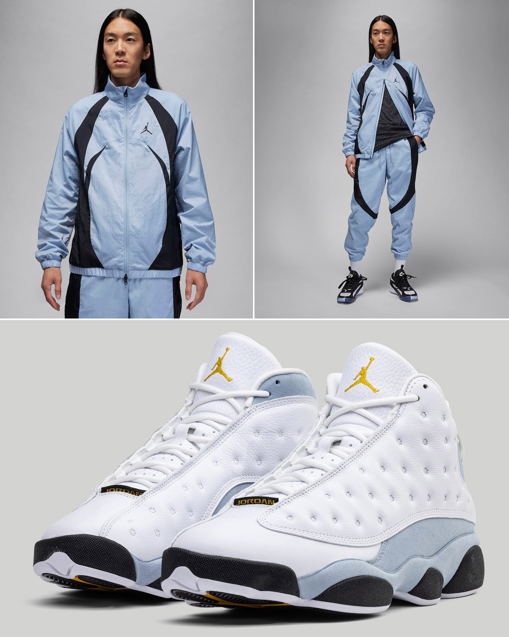 Air-Jordan-13-Blue-Grey-Jacket-Pants-Matching-Outfit