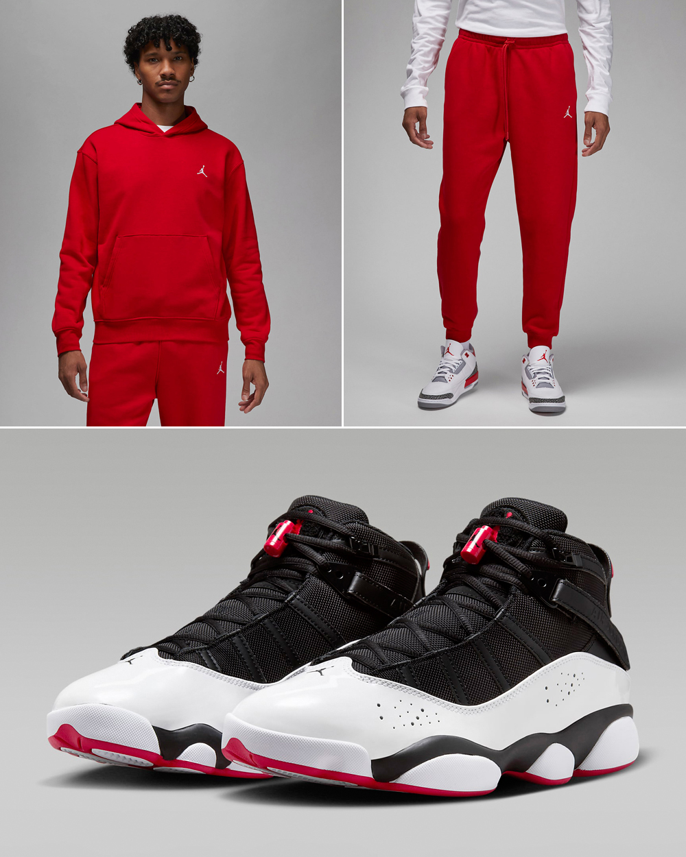 Jordan-6-Rings-Black-White-University-Red-Hoodie-Pants-Outfit