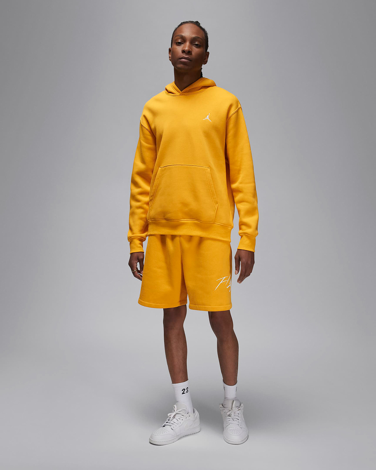 Jordan-Essentials-Fleece-Hoodie-Shorts-Yellow-Ochre