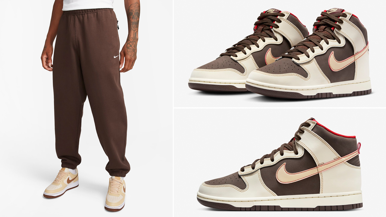 Nike-Dunk-High-Baroque-Brown-Coconut-Milk-Pants-Match
