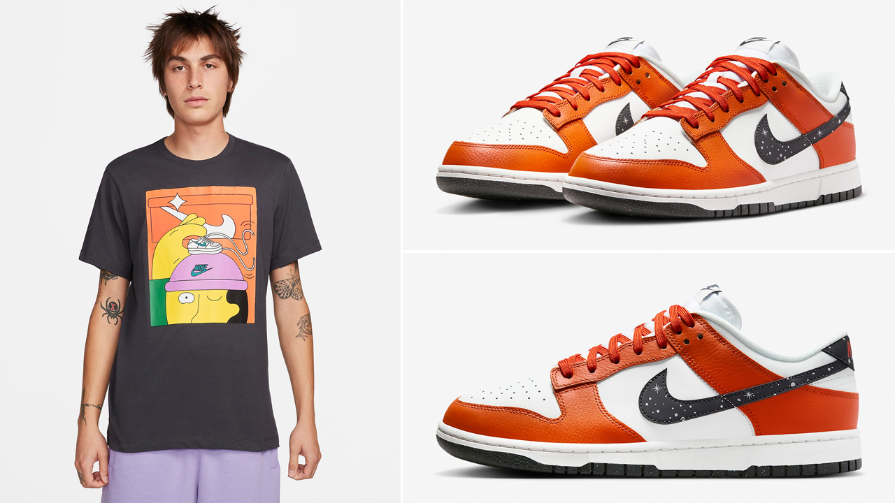 Nike-Dunk-Low-Campfire-Orange-Night-Sky-Starry-Swoosh-T-Shirt