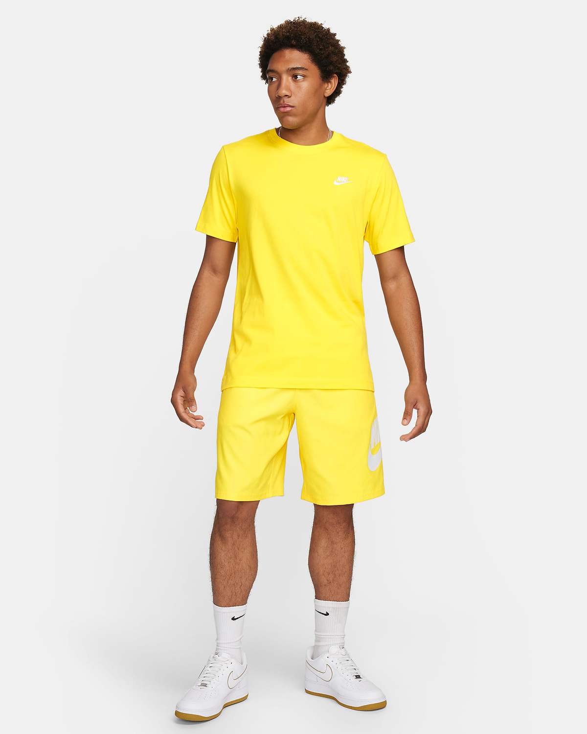 Nike-Sportswear-Club-T-Shirt-Shorts-Lightning-Yellow