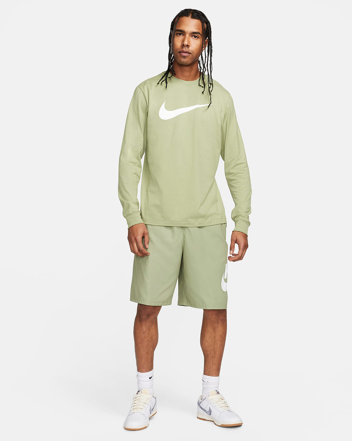 Nike Sportswear Long Sleeve T Shirt Oil Green Sneaker Outfit