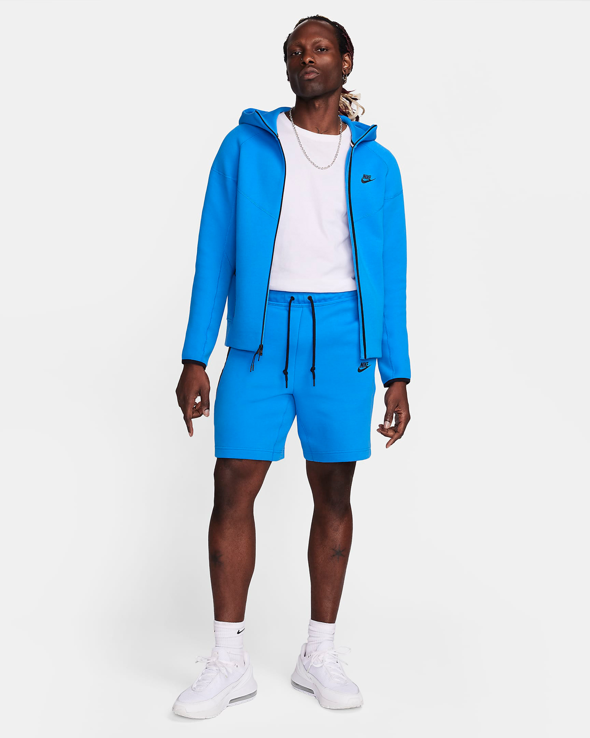 Nike Tech Fleece Hoodie Shorts Photo Blue