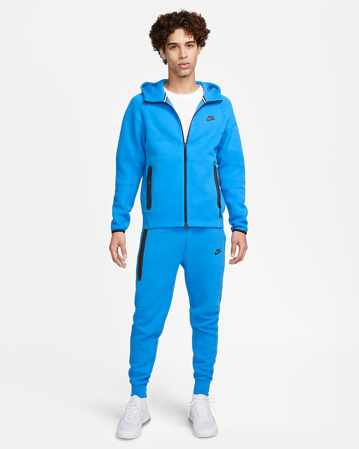 Nike Tech Fleece Zip Hoodie Jogger Pants Photo Blue